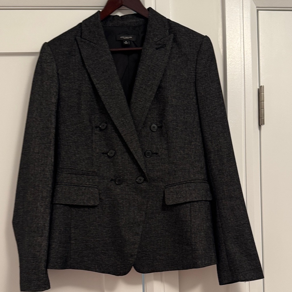Ann Taylor Wool blend tweed jacket double breasted size 8